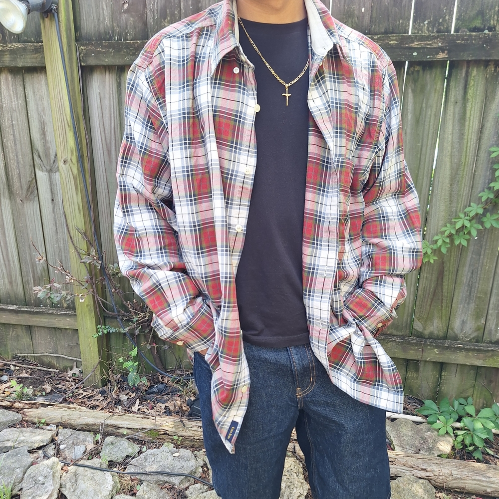 Club Room Red and White Plaid Casual Shirt